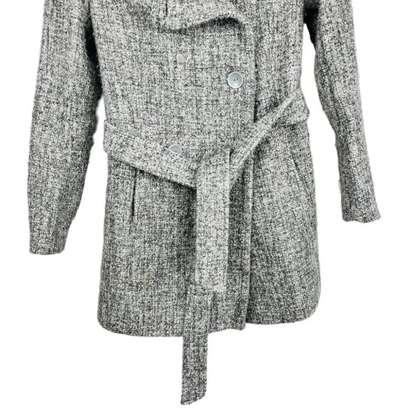 Vertigo Paris Grey Tweed Hooded Wool Blend Pea Coat Women Size S - Picture 5 of 15